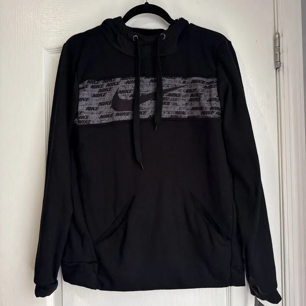 NWT Nike Graphic Black Hoodie Front Pocket Size Small